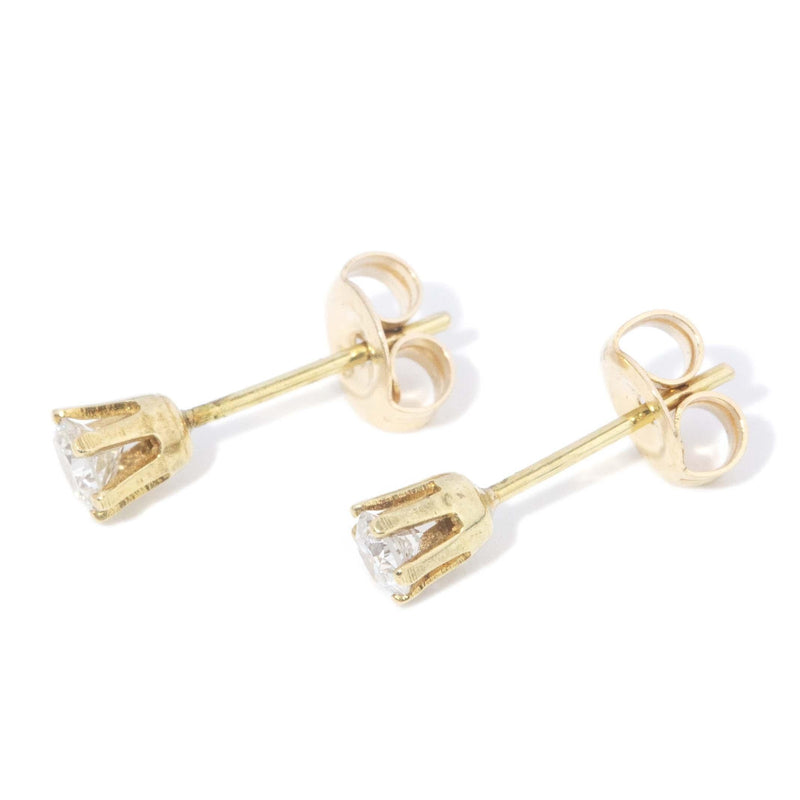 Vintage Circa 1970s Diamond Solitaire Studs 18 Carat Gold