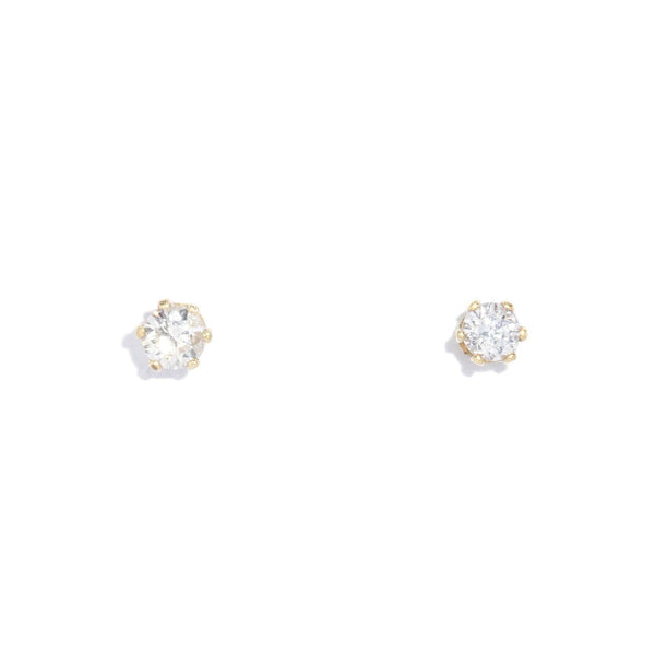 Vintage Circa 1970s Diamond Solitaire Studs 18 Carat Gold