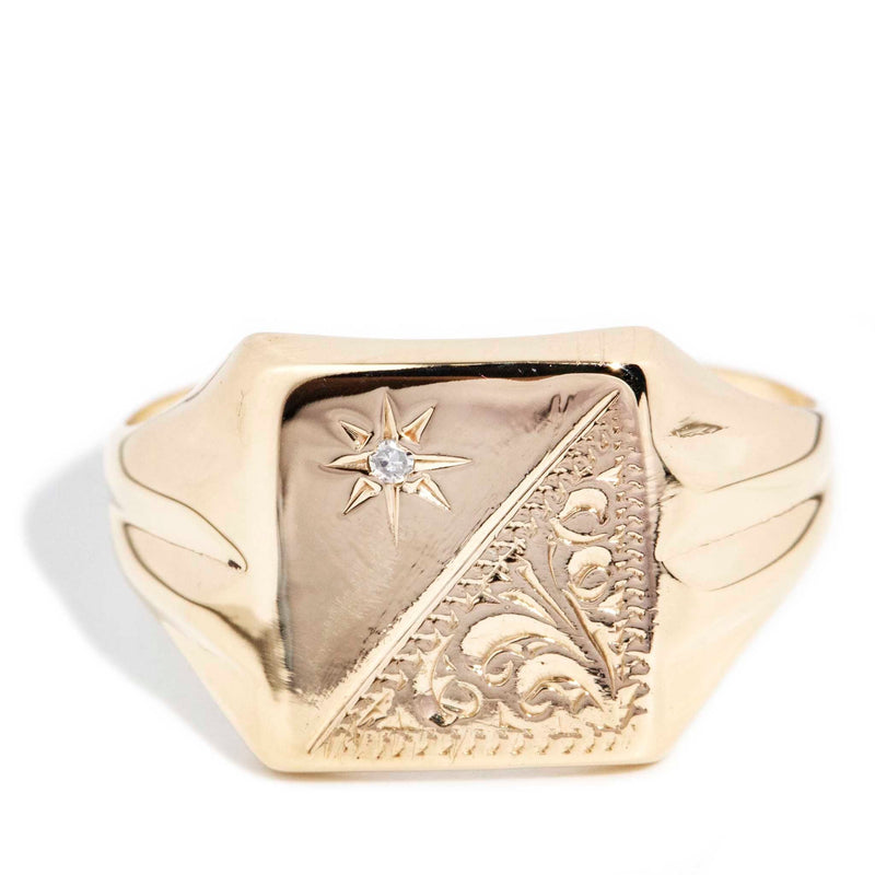 Bluebell 1993 Star Set Diamond Signet Ring 9ct Gold Rings Imperial Jewellery Imperial Jewellery - Hamilton 