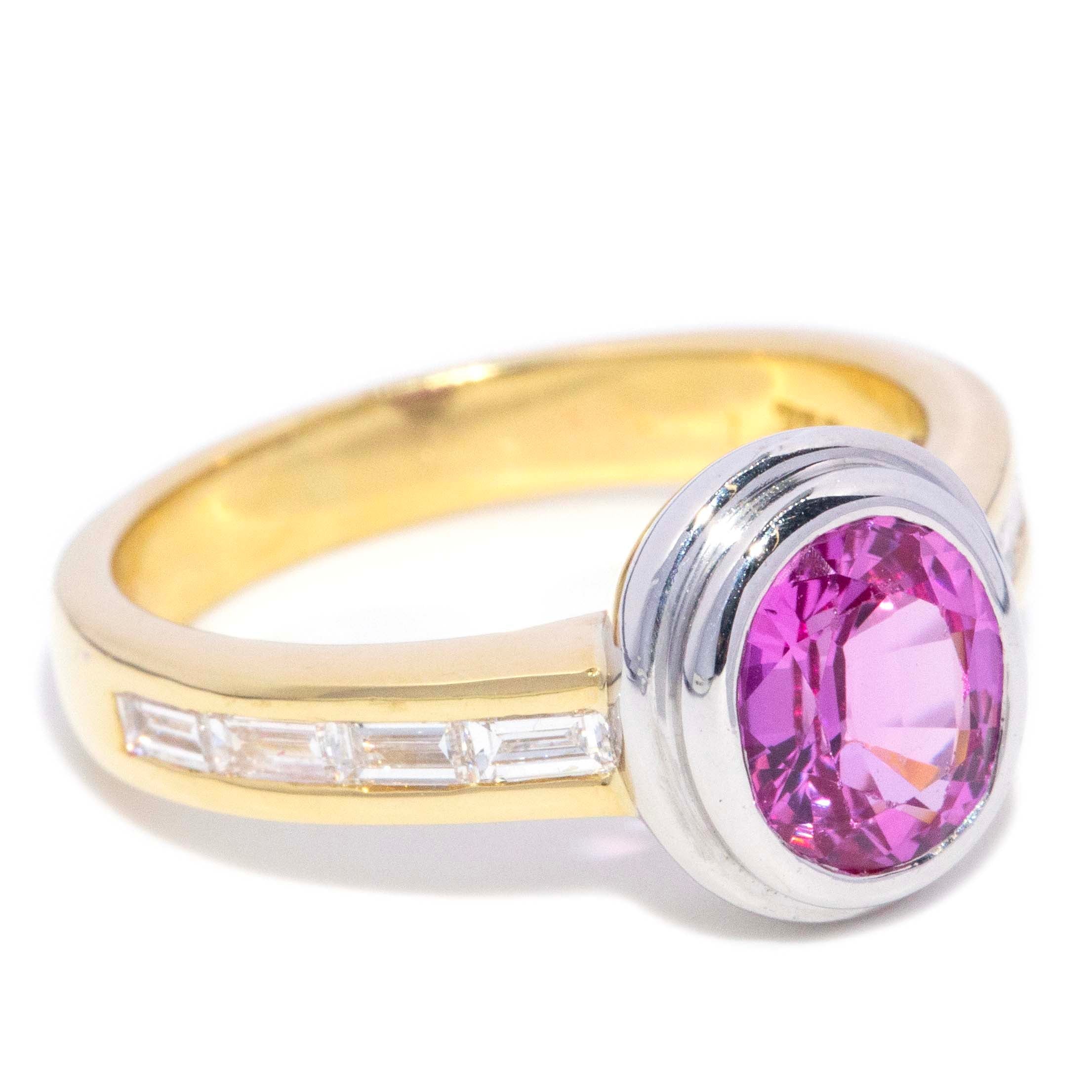 Bonnie Pink Sapphire & Diamond Ring 18ct Gold Rings Imperial Jewellery 