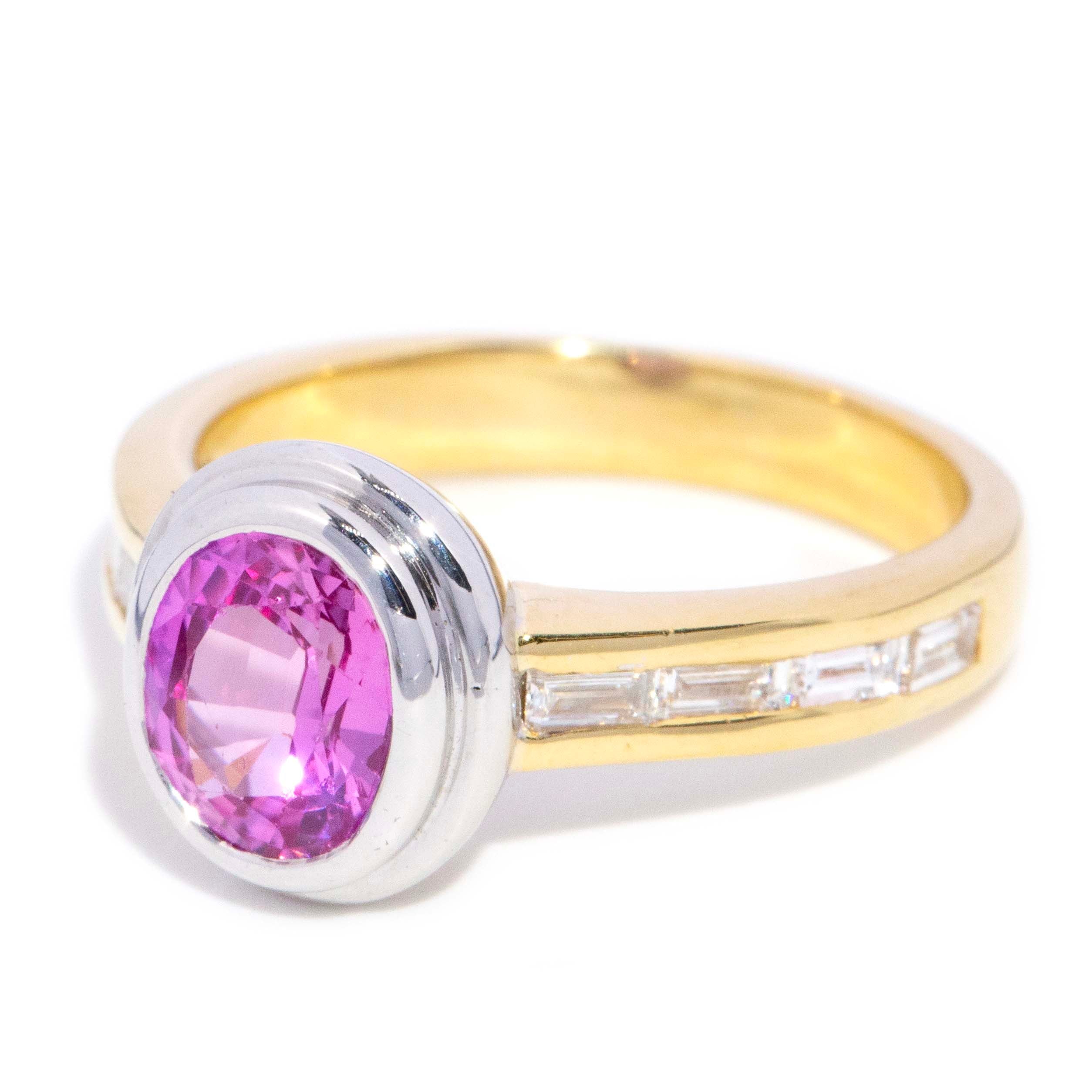 Bonnie Pink Sapphire & Diamond Ring 18ct Gold Rings Imperial Jewellery 