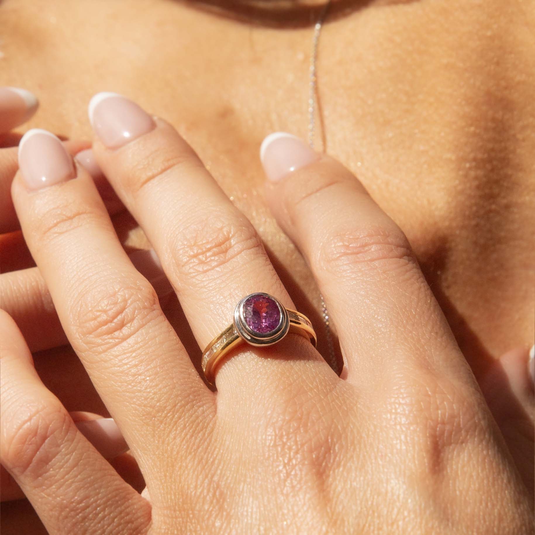 Bonnie Pink Sapphire & Diamond Ring 18ct Gold Rings Imperial Jewellery 