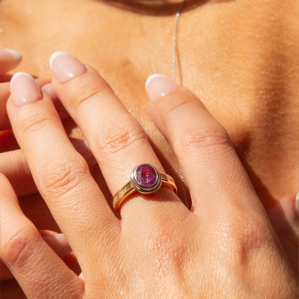 Bonnie Pink Sapphire & Diamond Ring 18ct Gold Rings Imperial Jewellery 