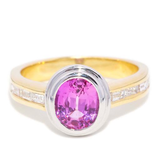Bonnie Pink Sapphire & Diamond Ring 18K Two Tone Gold