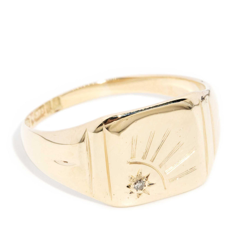 Bowie 1961 Vintage Diamond Signet Ring 9ct Gold