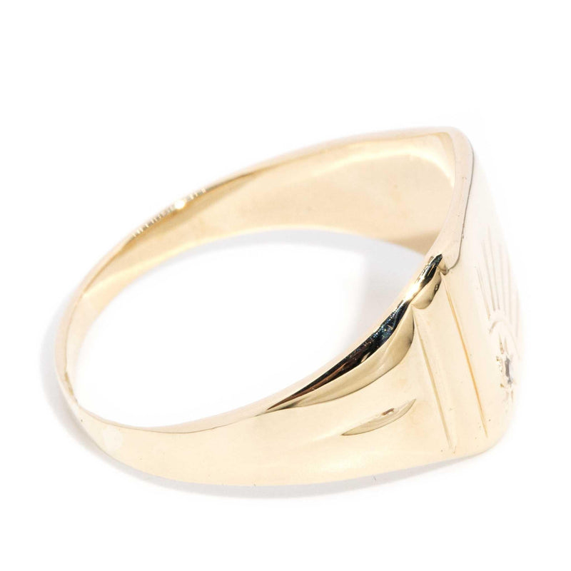 Bowie 1961 Vintage Diamond Signet Ring 9ct Gold