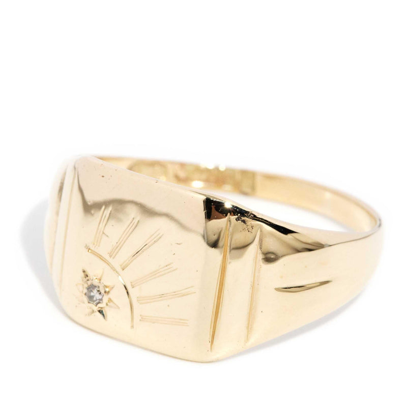 Bowie 1961 Vintage Diamond Signet Ring 9ct Gold