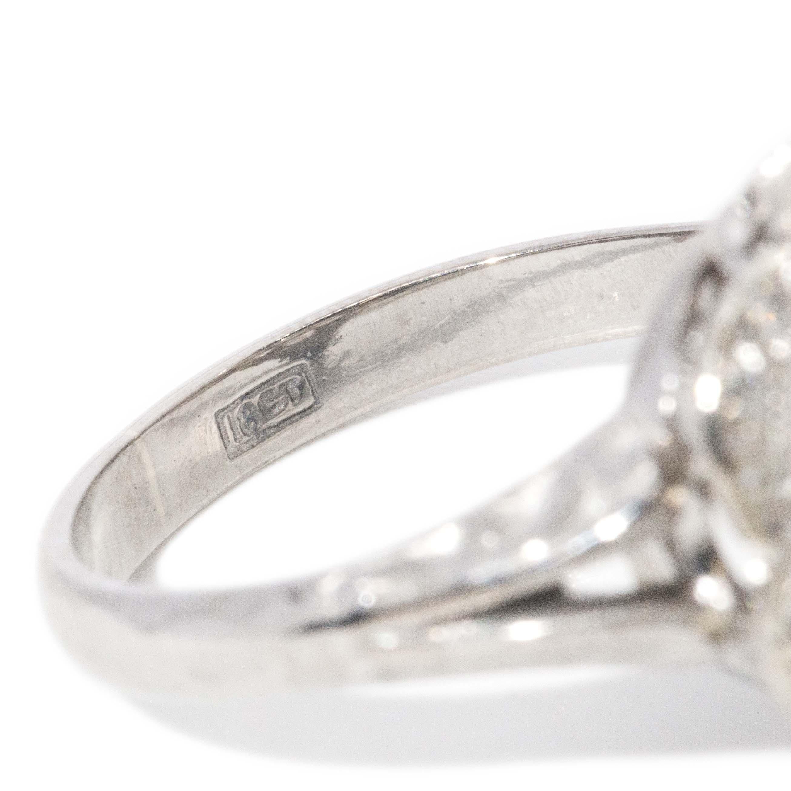 Vintage Circa 1970s Diamond Cluster Ring 18 Carat Gold