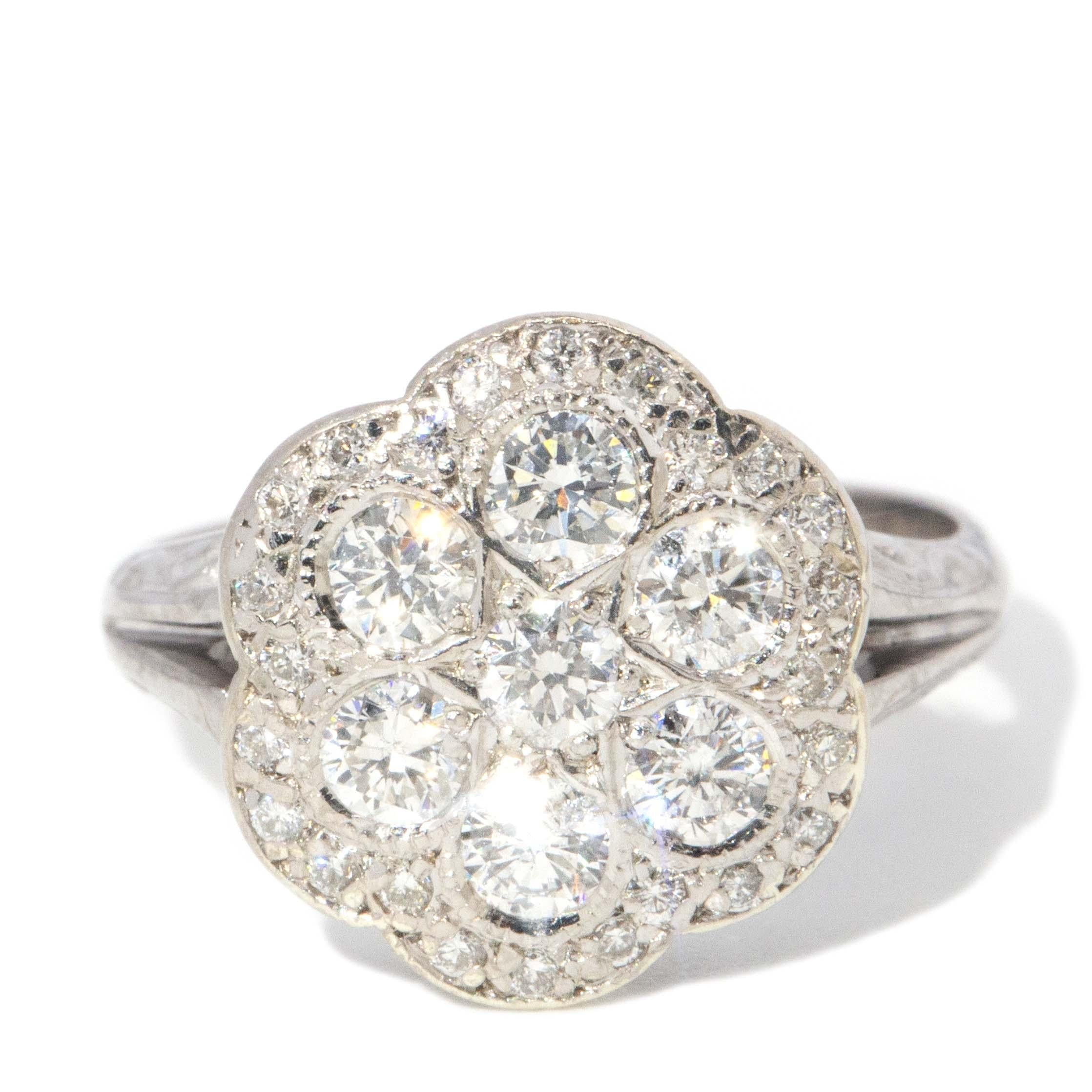 Vintage Circa 1970s Diamond Cluster Ring 18 Carat Gold