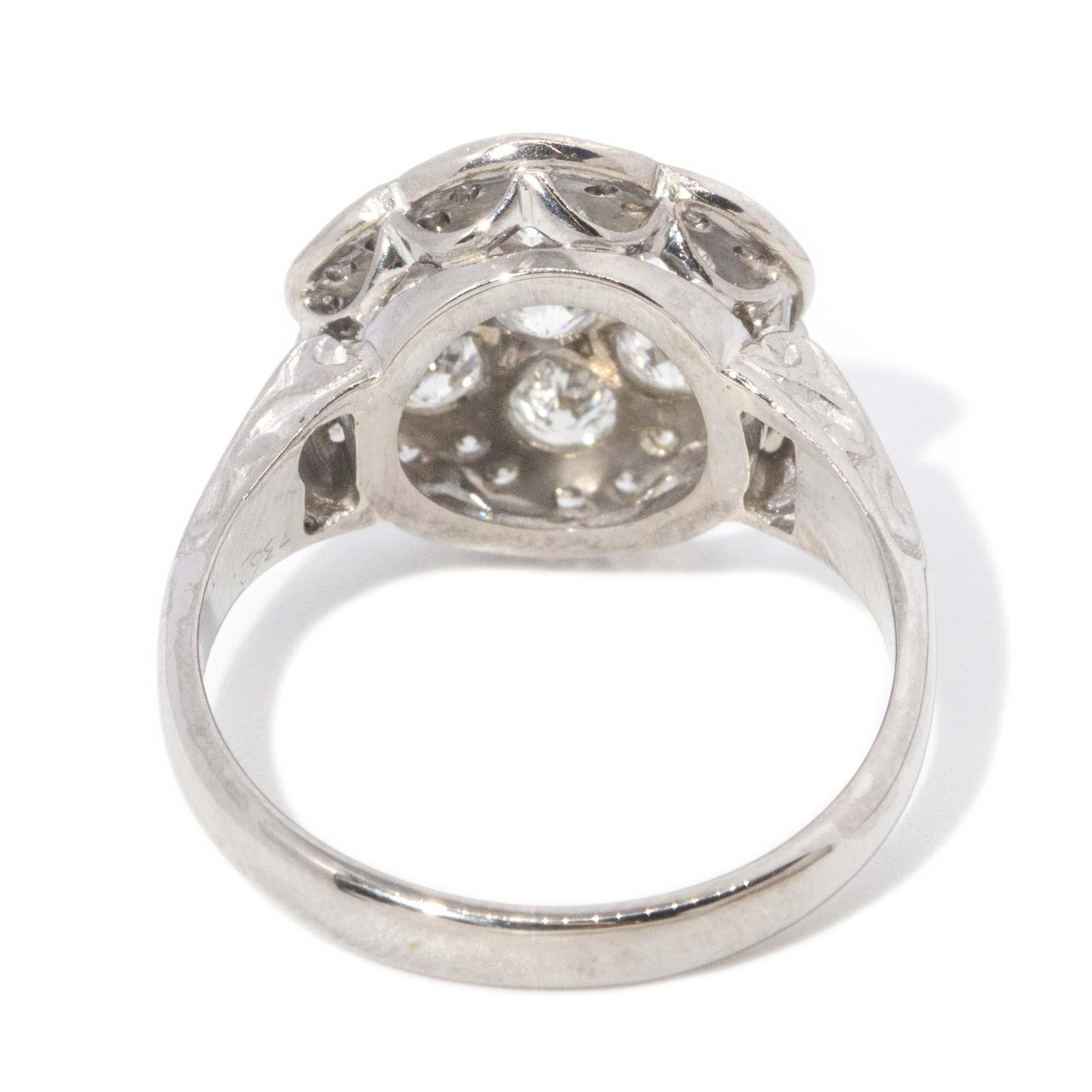 Vintage Circa 1970s Diamond Cluster Ring 18 Carat Gold