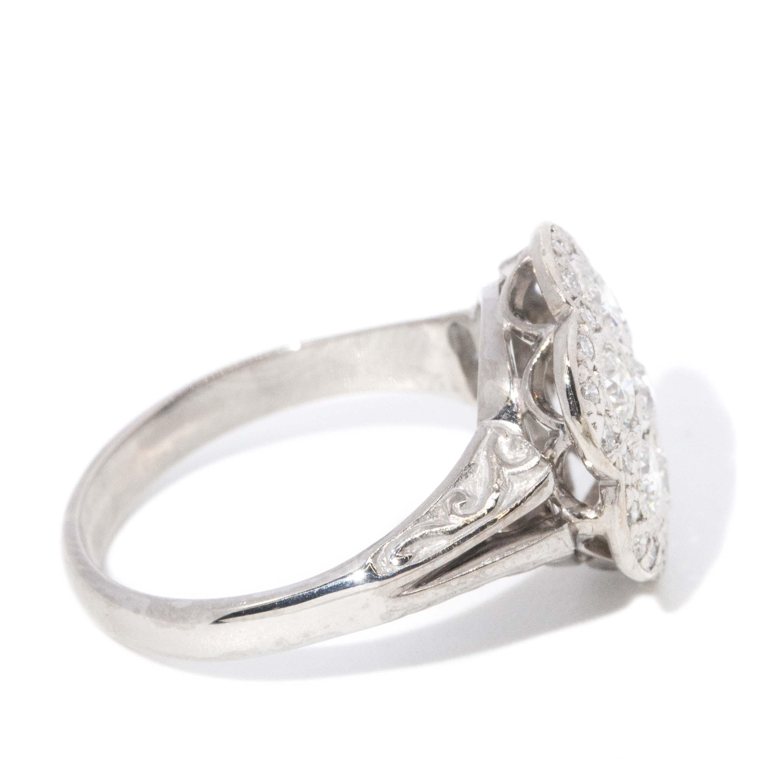 Vintage Circa 1970s Diamond Cluster Ring 18 Carat Gold