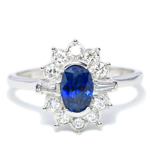 Bree Sapphire & Diamond Cluster Ring 18K White Gold