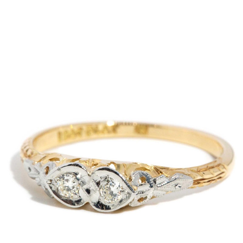 Brianna 1950s Twin Diamond Ring 18ct Gold & Platinum