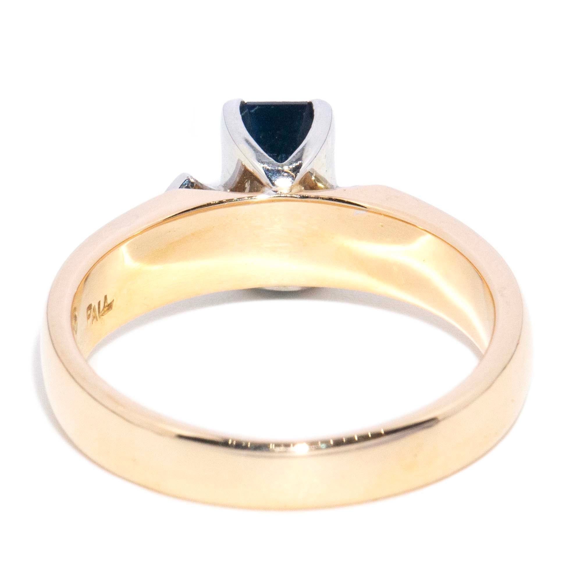 Bridie 1970s Parti Sapphire & Diamond Ring 9ct Gold & Platinum Rings Imperial Jewellery 