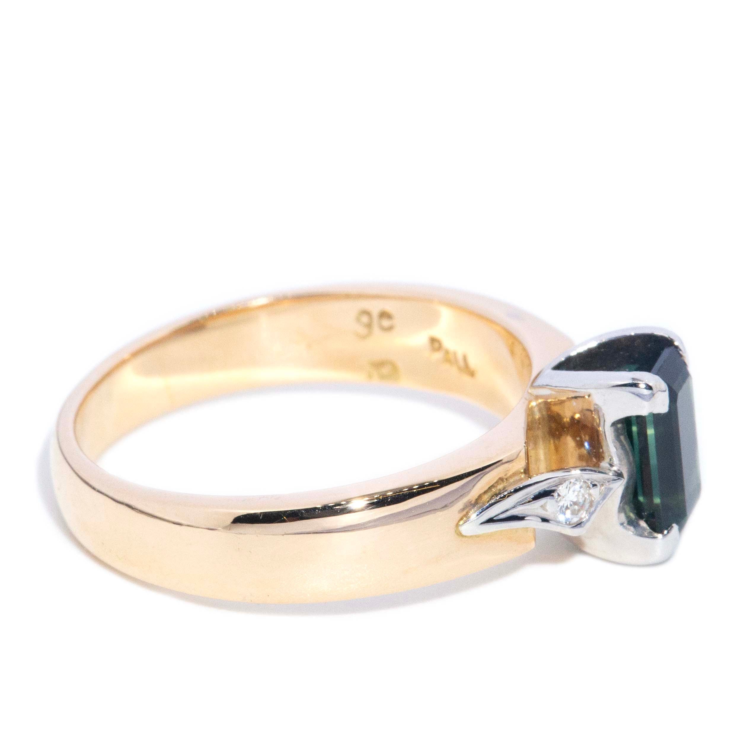 Bridie 1970s Parti Sapphire & Diamond Ring 9ct Gold & Platinum Rings Imperial Jewellery 