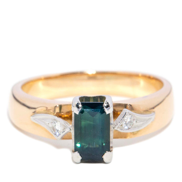 Bridie 1970s Parti Sapphire & Diamond Ring 9ct Gold & Platinum Rings Imperial Jewellery 