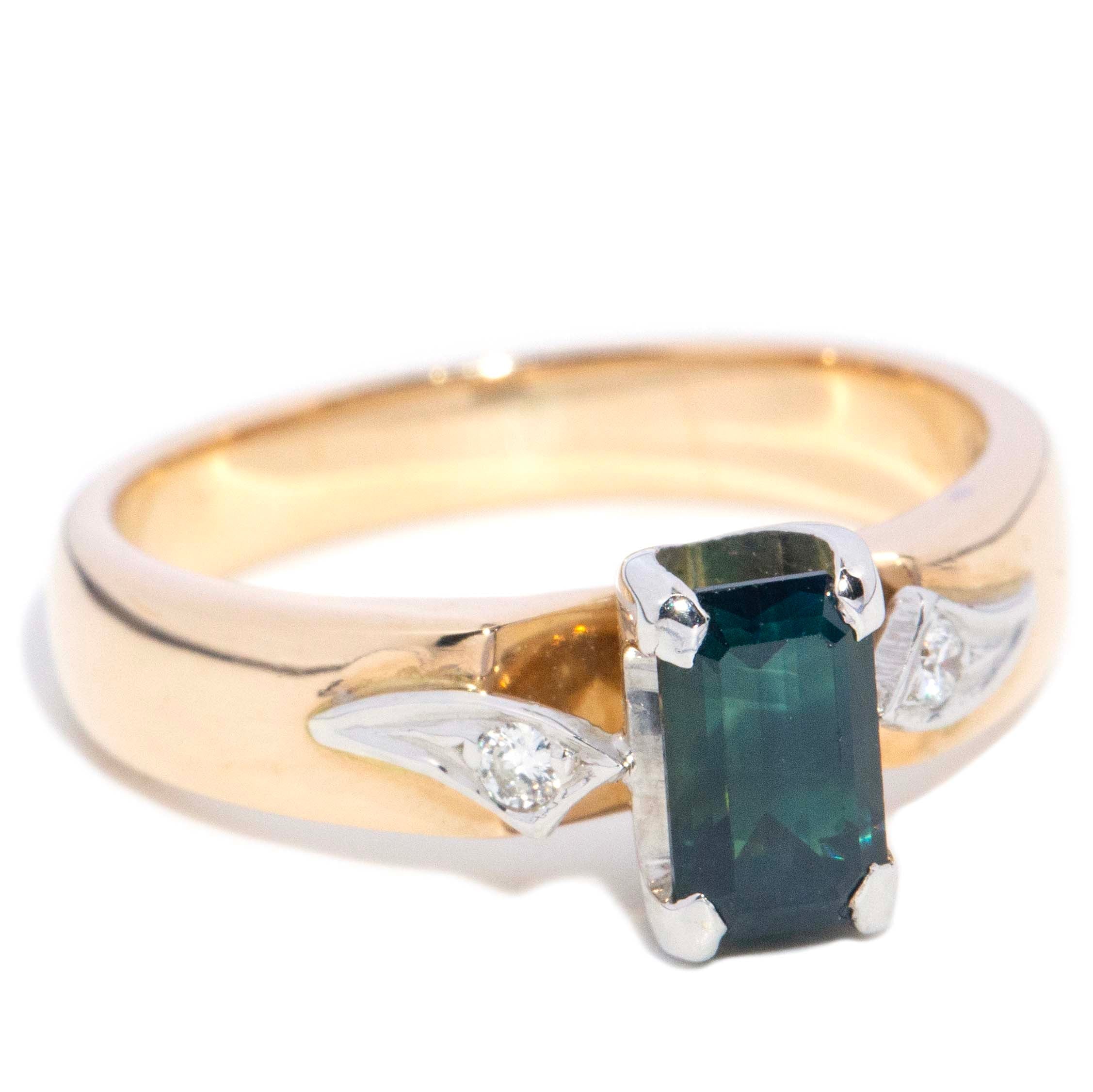 Bridie 1970s Parti Sapphire & Diamond Ring 9ct Gold & Platinum Rings Imperial Jewellery 