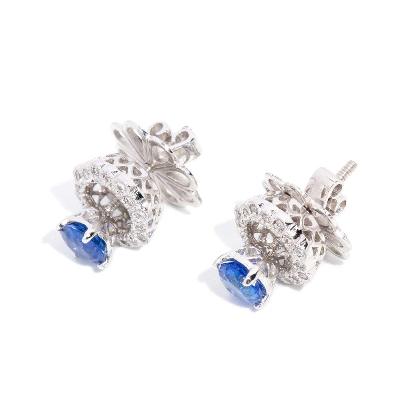 Brighid Sapphire & Diamond Studs 18ct White Gold