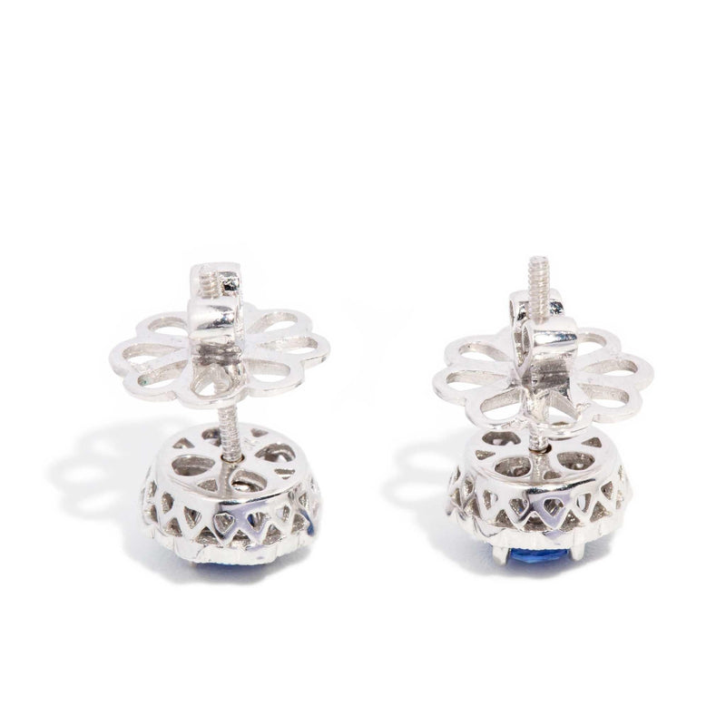 Brighid Sapphire & Diamond Studs 18ct White Gold