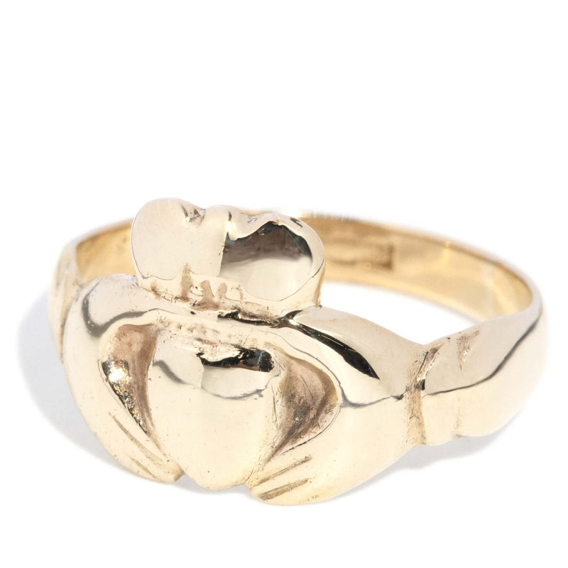 Vintage Circa 1970s Claddagh Ring 9 Carat Yellow Gold