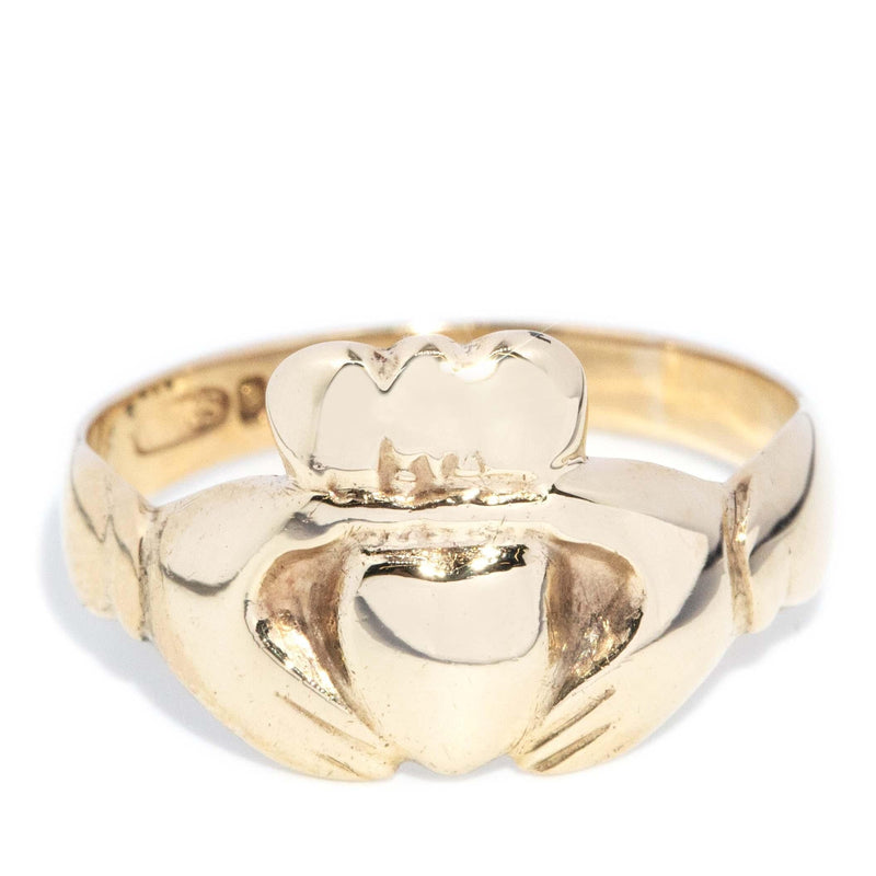 Vintage Circa 1970s Claddagh Ring 9 Carat Yellow Gold