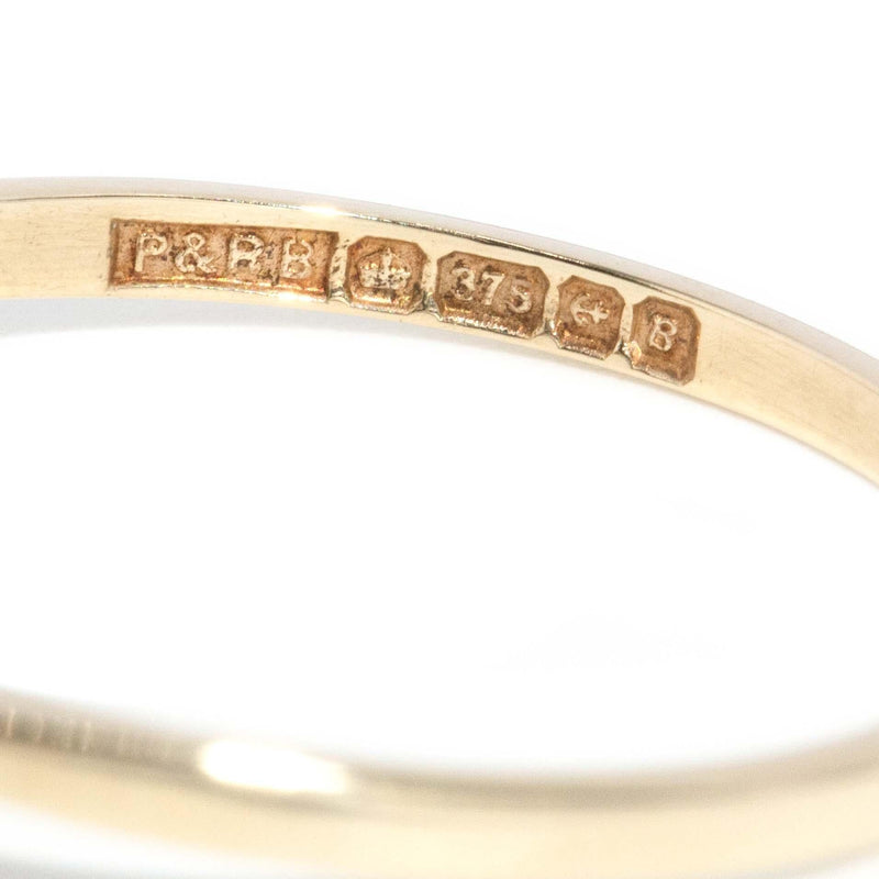 Vintage 1978 Emerald & Diamond Dainty Cluster Ring 9 Carat Gold