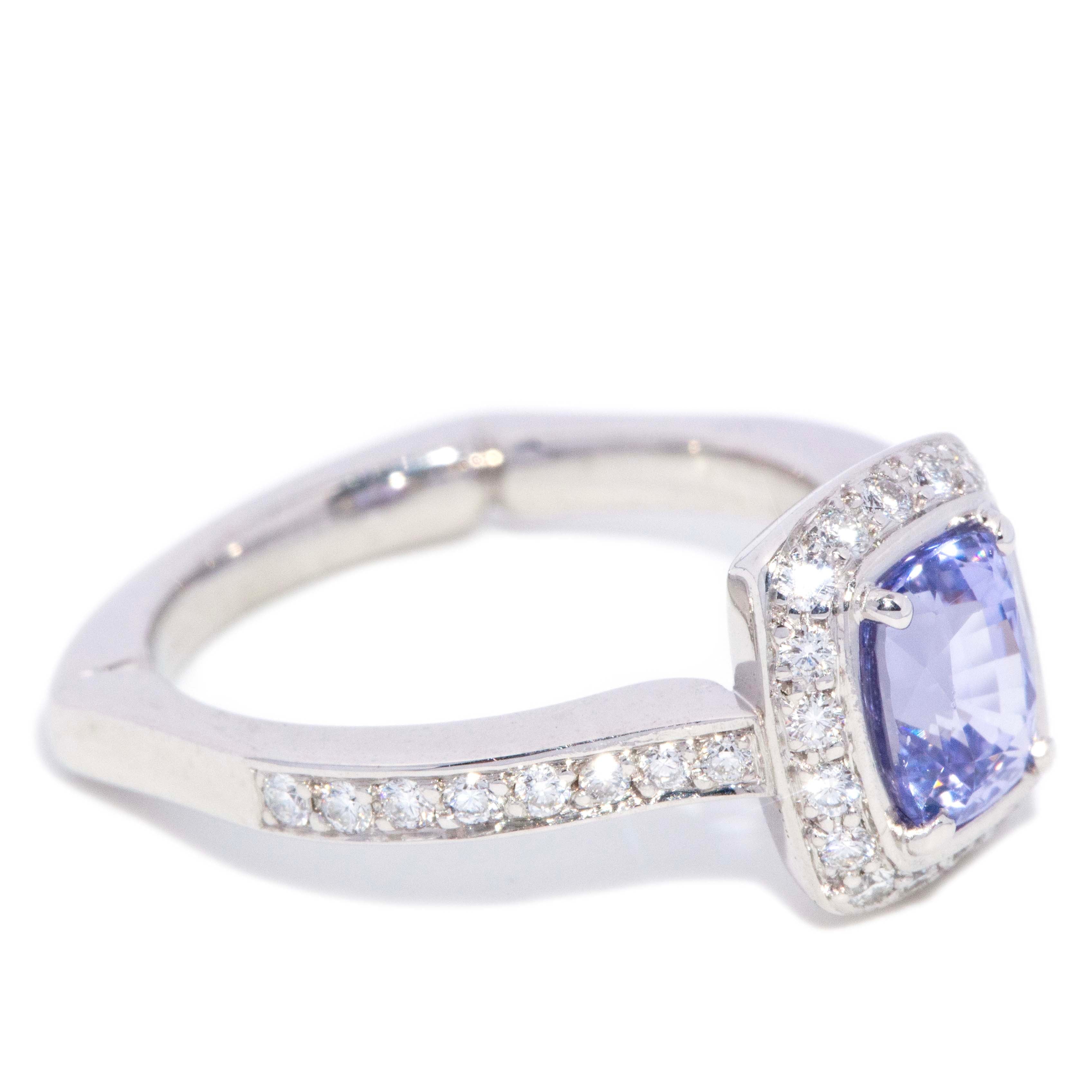 Briony Sapphire & Diamond Halo Ring 18ct White Gold Rings Imperial Jewellery 