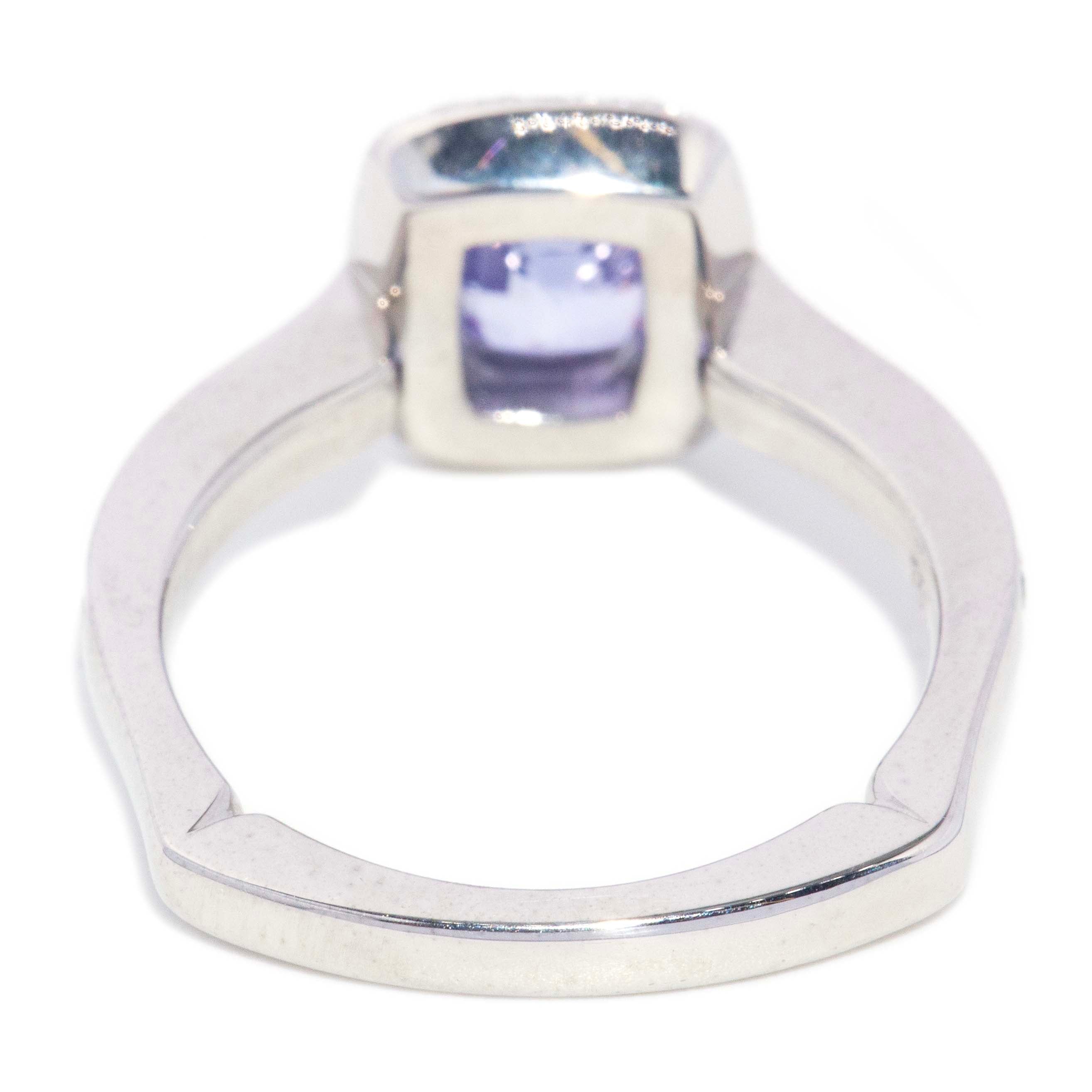 Briony Sapphire & Diamond Halo Ring 18ct White Gold Rings Imperial Jewellery 