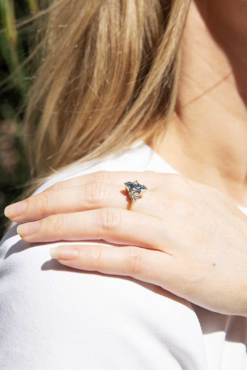 Bronwyn Aquamarine & Diamond Marquise Ring 18ct Gold