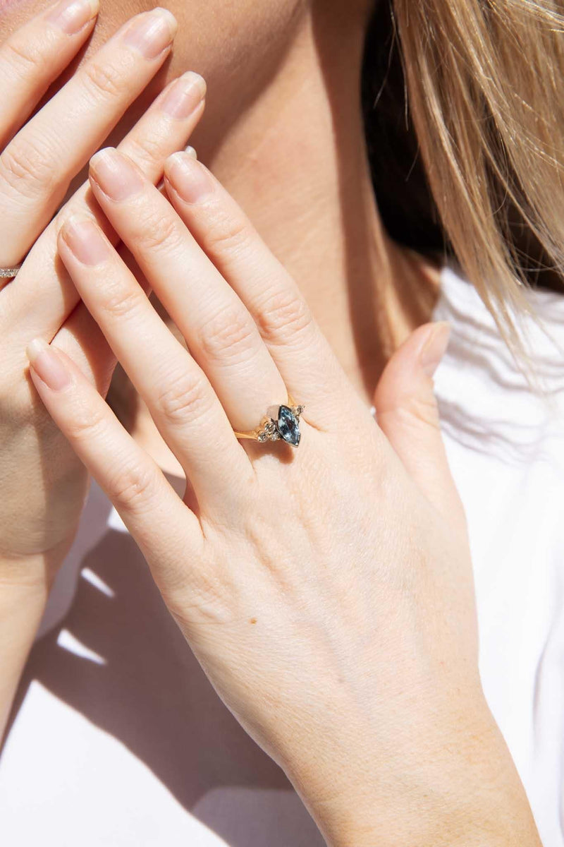 Bronwyn Aquamarine & Diamond Marquise Ring 18ct Gold