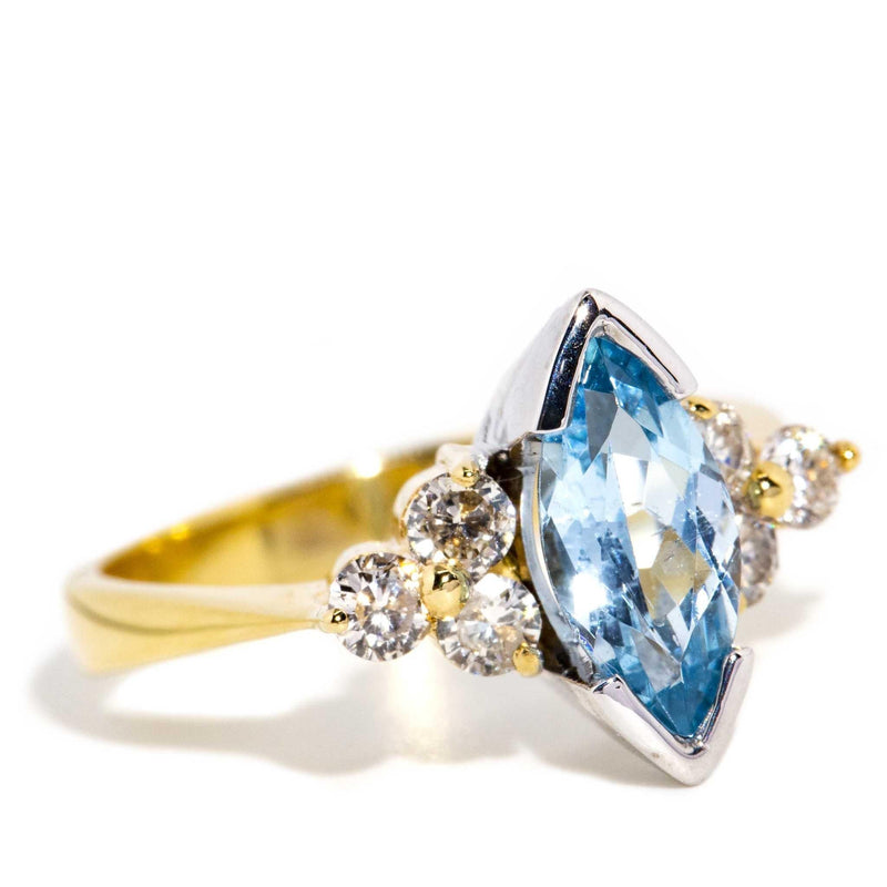 Bronwyn Aquamarine & Diamond Marquise Ring 18ct Gold