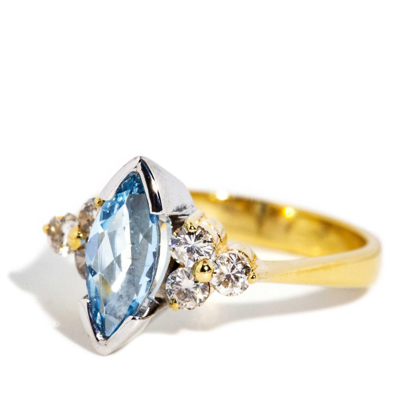 Bronwyn Aquamarine & Diamond Marquise Ring 18ct Gold