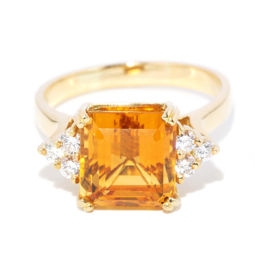 Cachet Citrine & Diamond Cocktail Ring 18K Yellow Gold