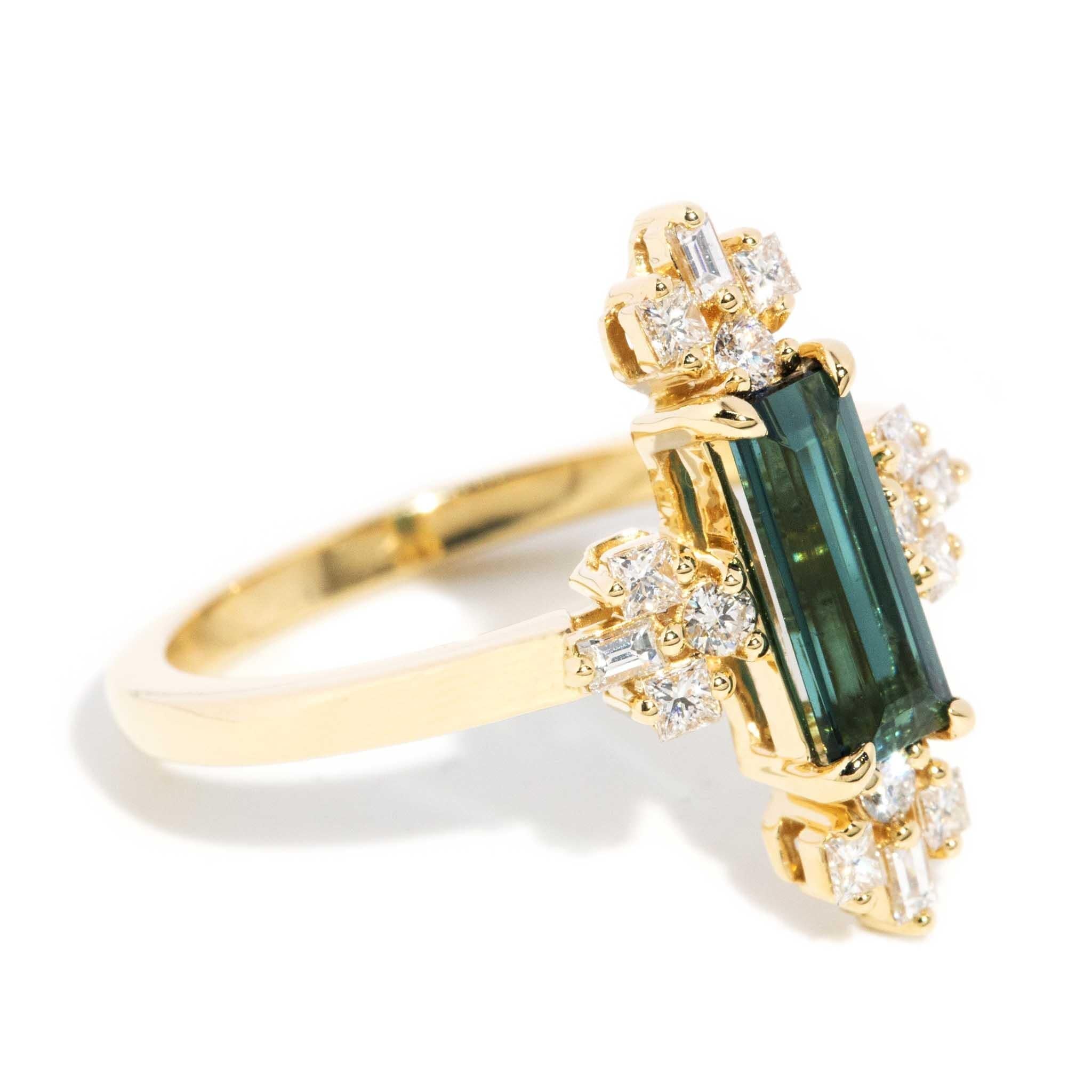 Cailan Indicolite Tourmaline & Diamond Ring 18ct Gold