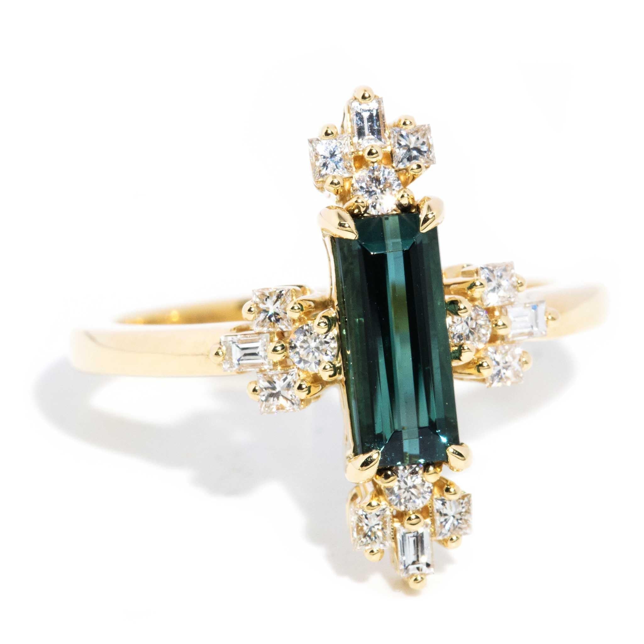 Cailan Indicolite Tourmaline & Diamond Ring 18ct Gold