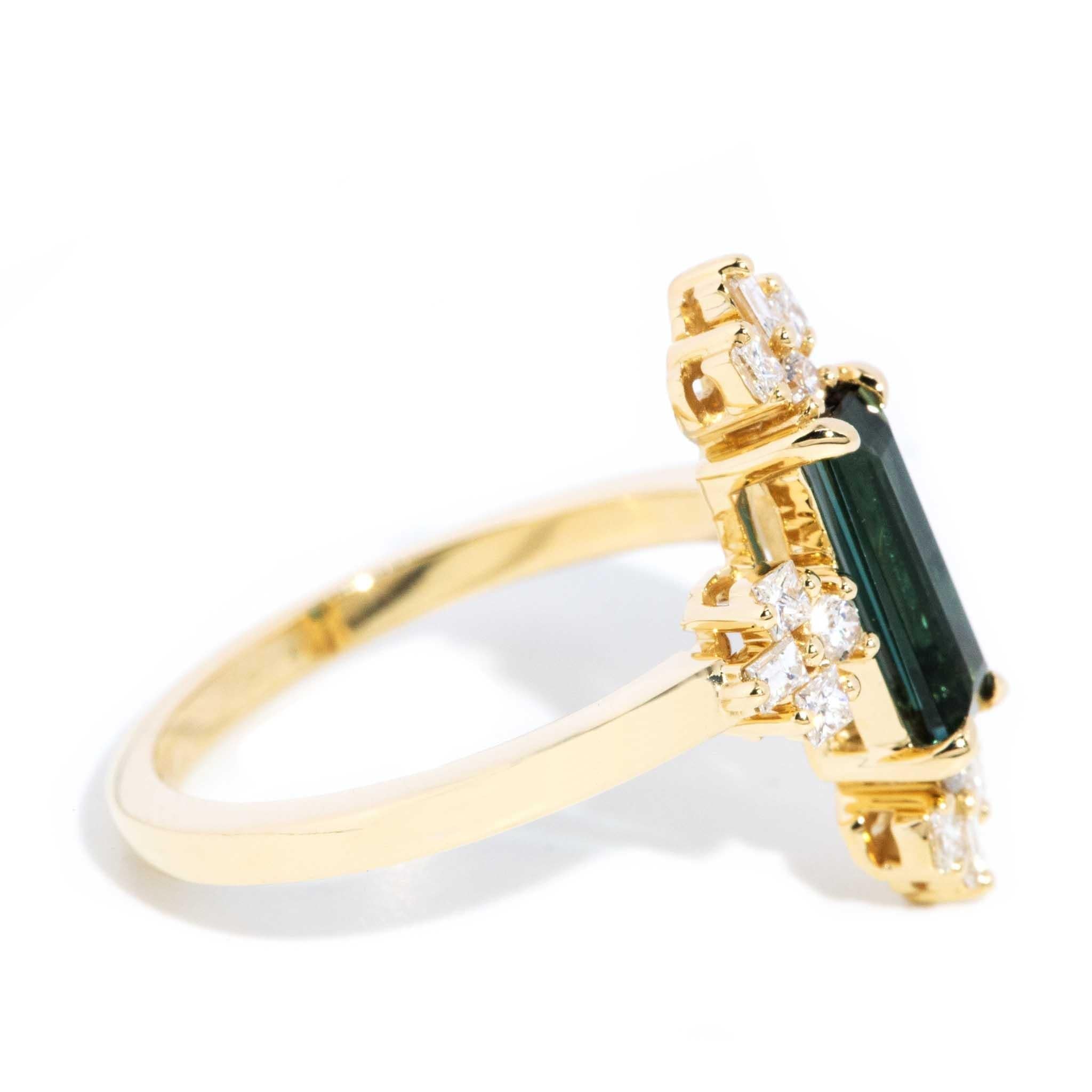 Cailan Indicolite Tourmaline & Diamond Ring 18ct Gold