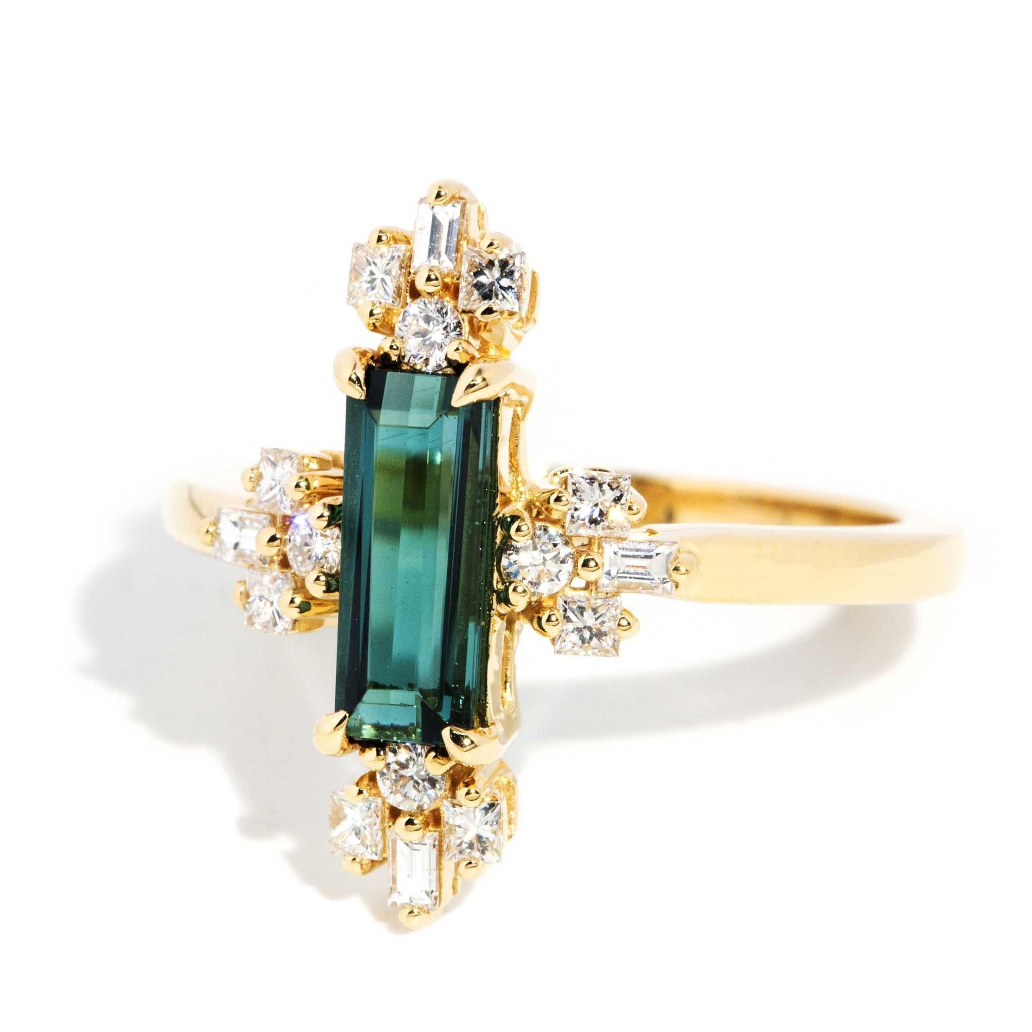Cailan Indicolite Tourmaline & Diamond Ring 18ct Gold