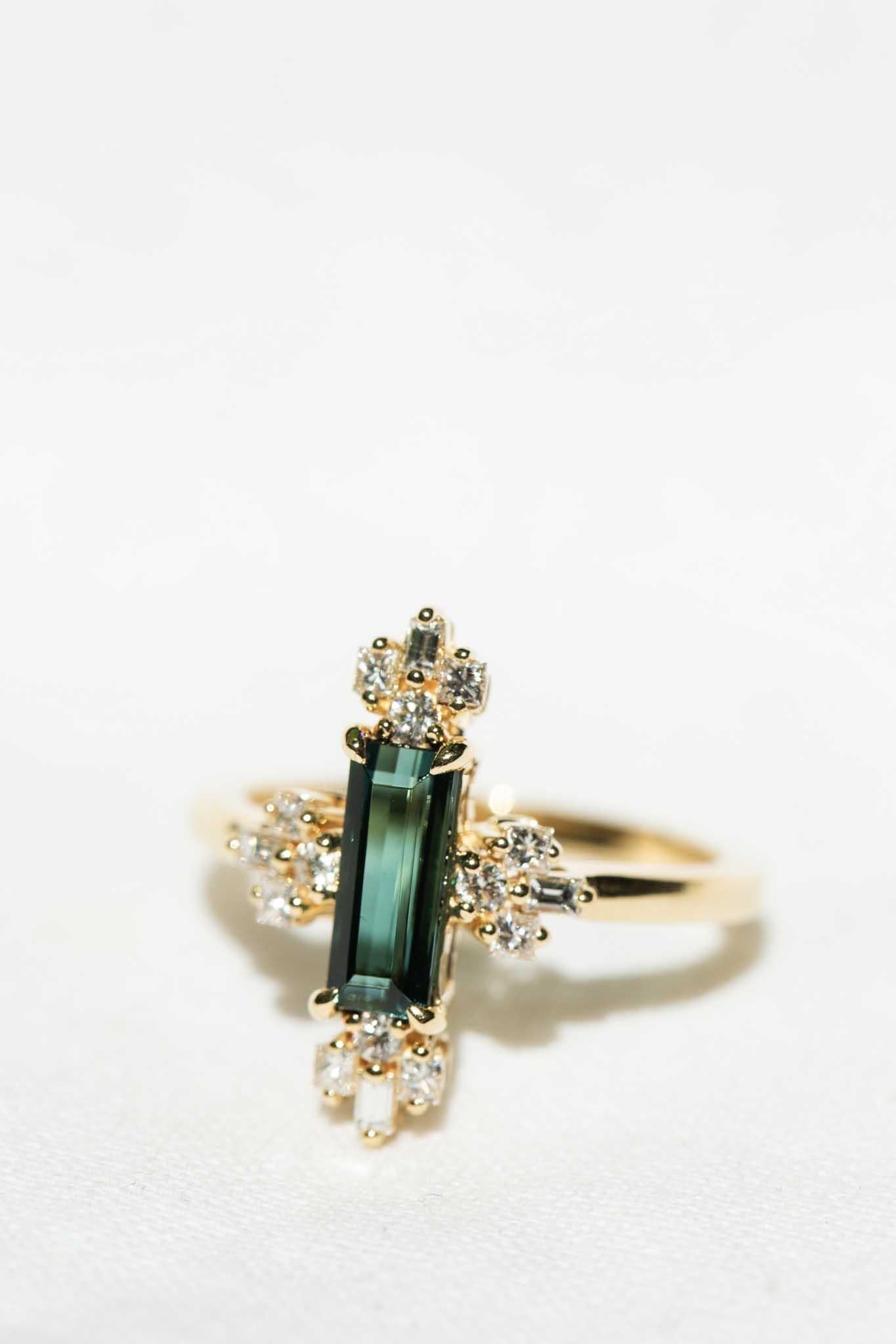Cailan Indicolite Tourmaline & Diamond Ring 18ct Gold