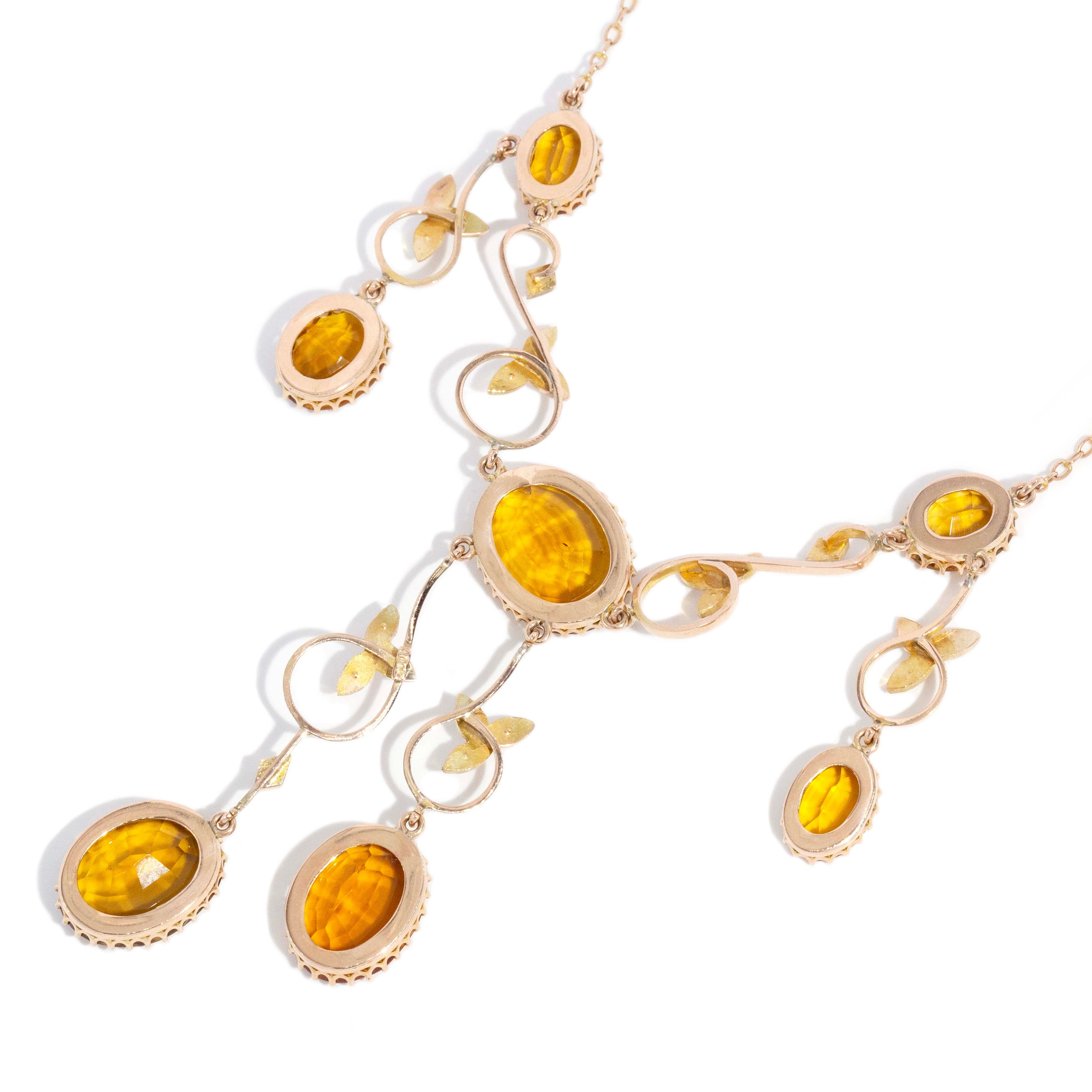 Caitlin Antique Citrine & Seed Pearl Necklace 9ct Rose Gold Pendants/Necklaces Imperial Jewellery 