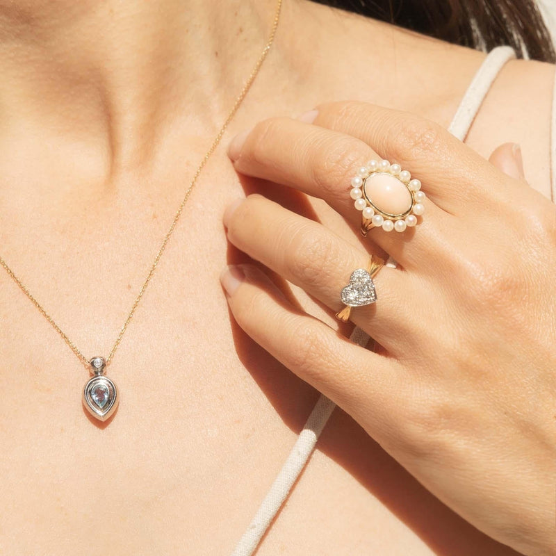 Contemporary Aquamarine & Diamond Pendant 14 Carat White Gold