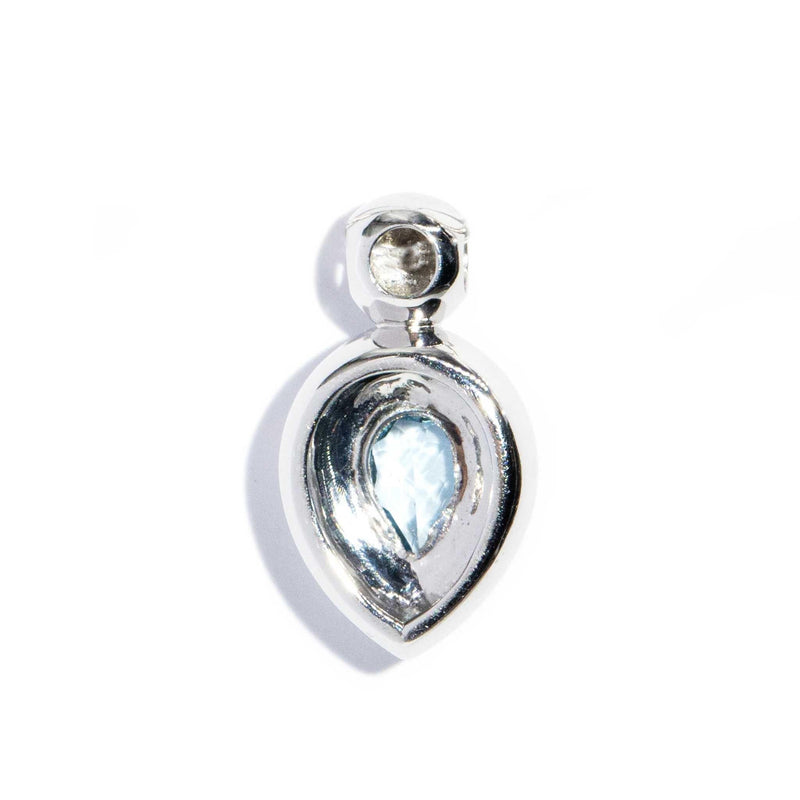 Contemporary Aquamarine & Diamond Pendant 14 Carat White Gold