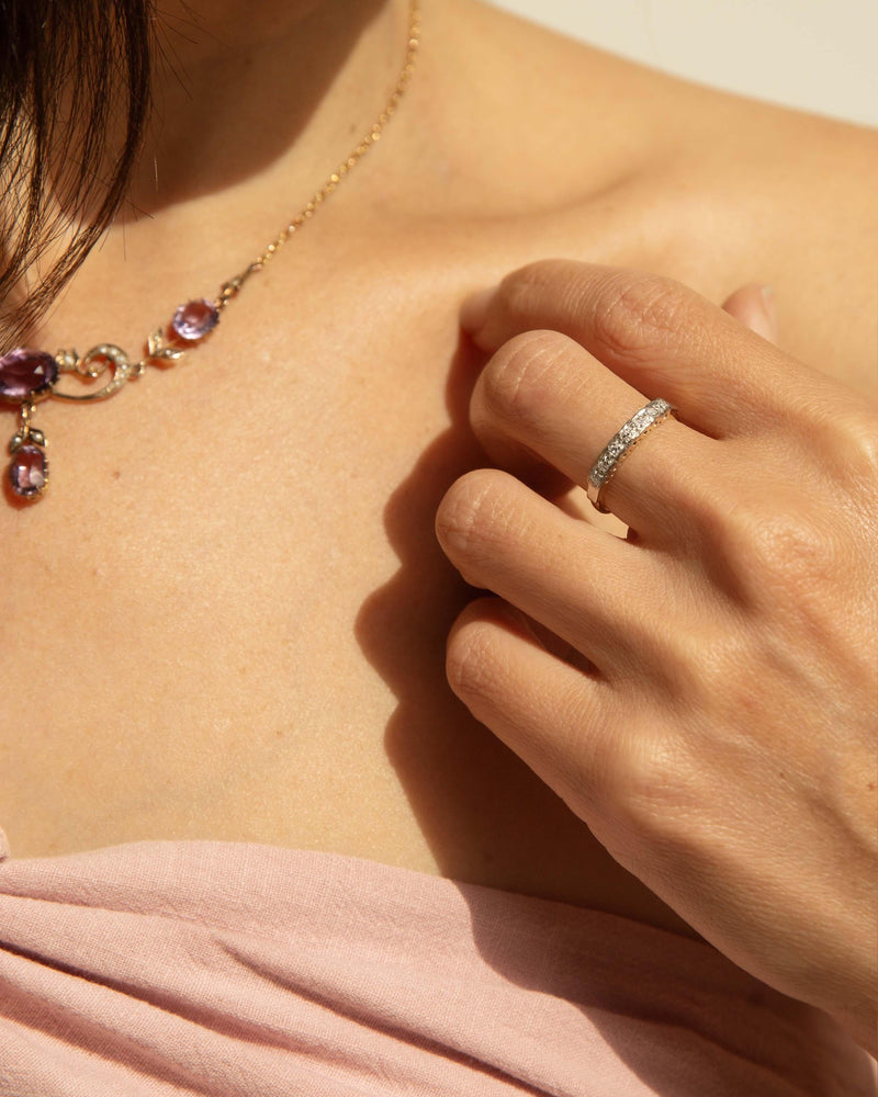 Antique 1910s Amethyst & Seed Pearl Necklet 9 Carat Gold