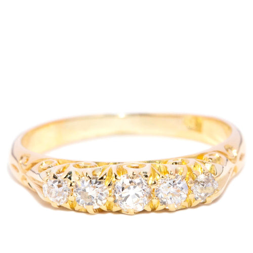Callie Five Stone Old Cut Diamond Ring 18K Yellow Gold