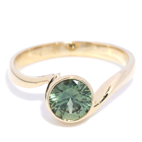 Calliope Olive Sapphire Bypass Ring 9K Yellow Gold