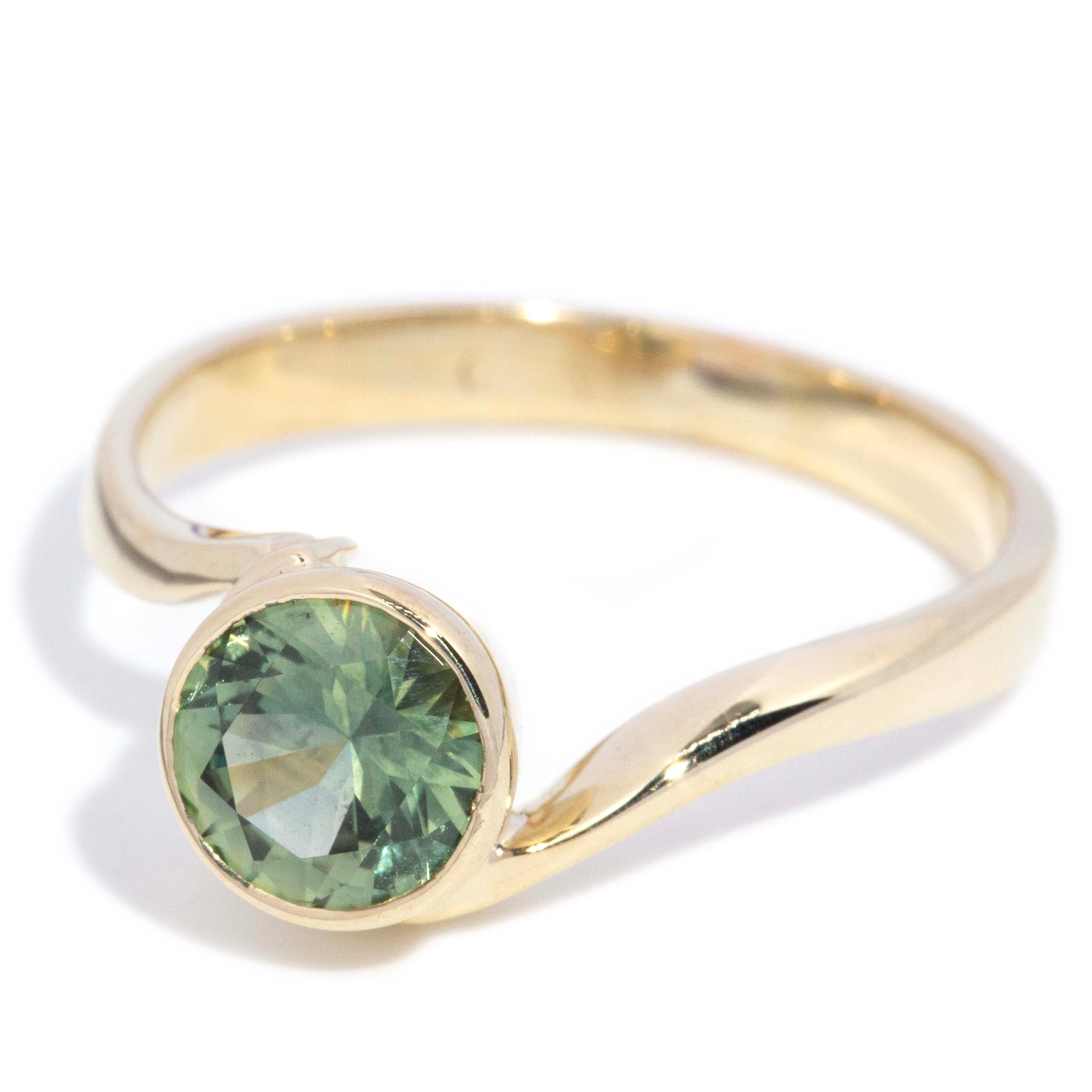 Calliope Rubover Sapphire Bypass Ring 9ct Gold Rings Imperial Jewellery 
