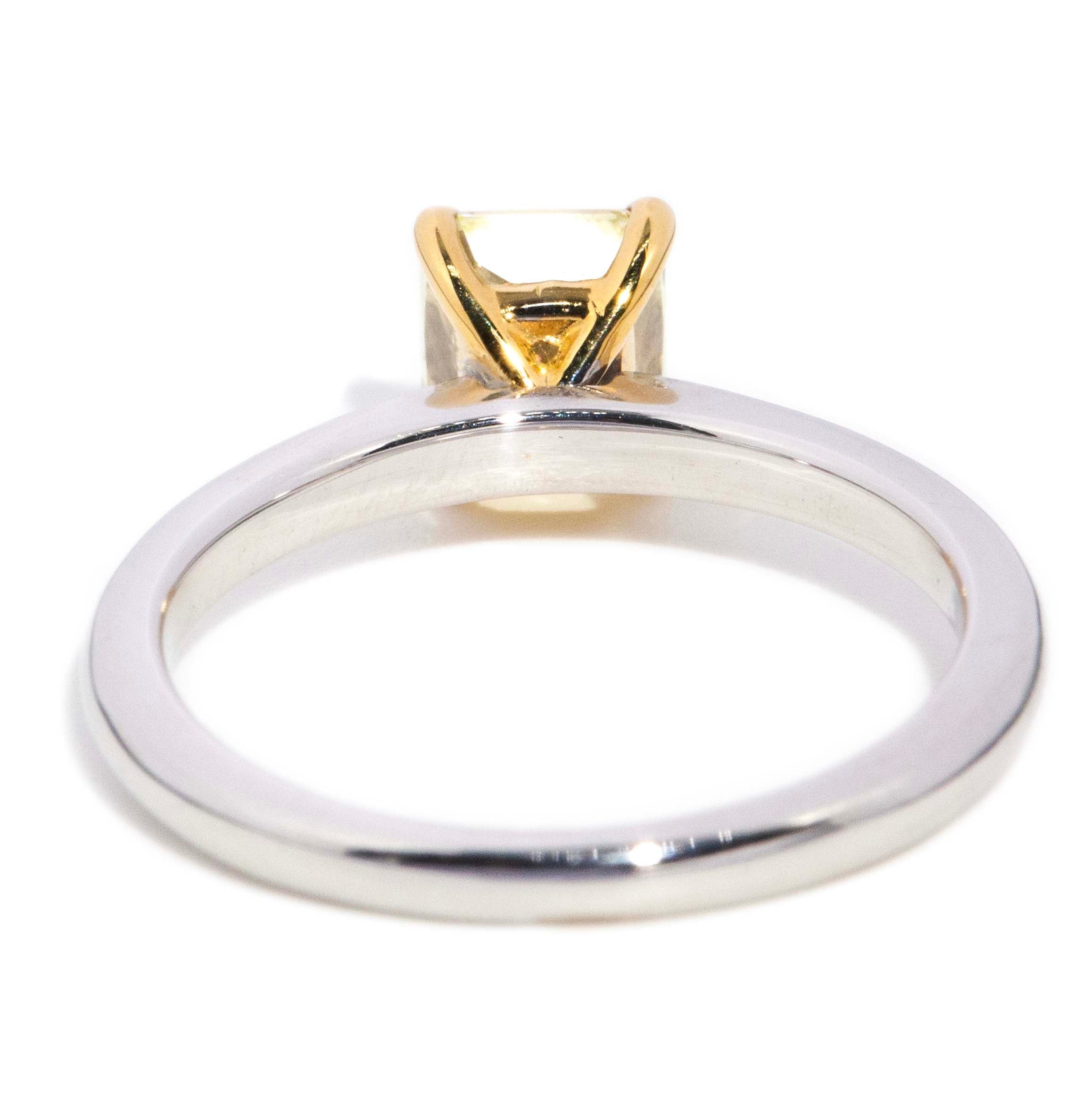 Caltha Radiant Cut Yellow Diamond Ring 18ct White Gold Rings Imperial Jewellery 