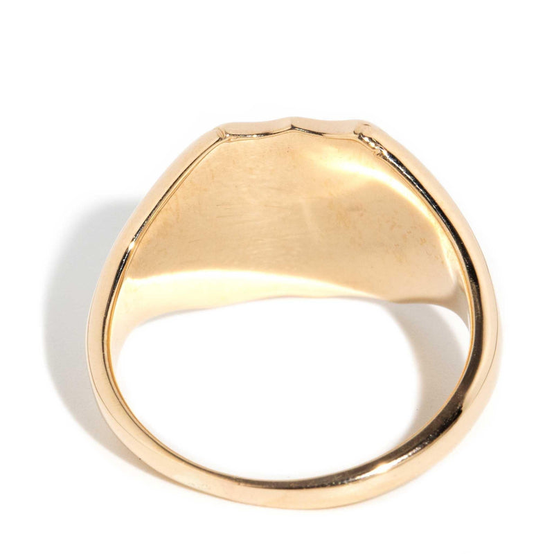 Calvin 1980s Diamond Shield Signet Ring 9ct Gold