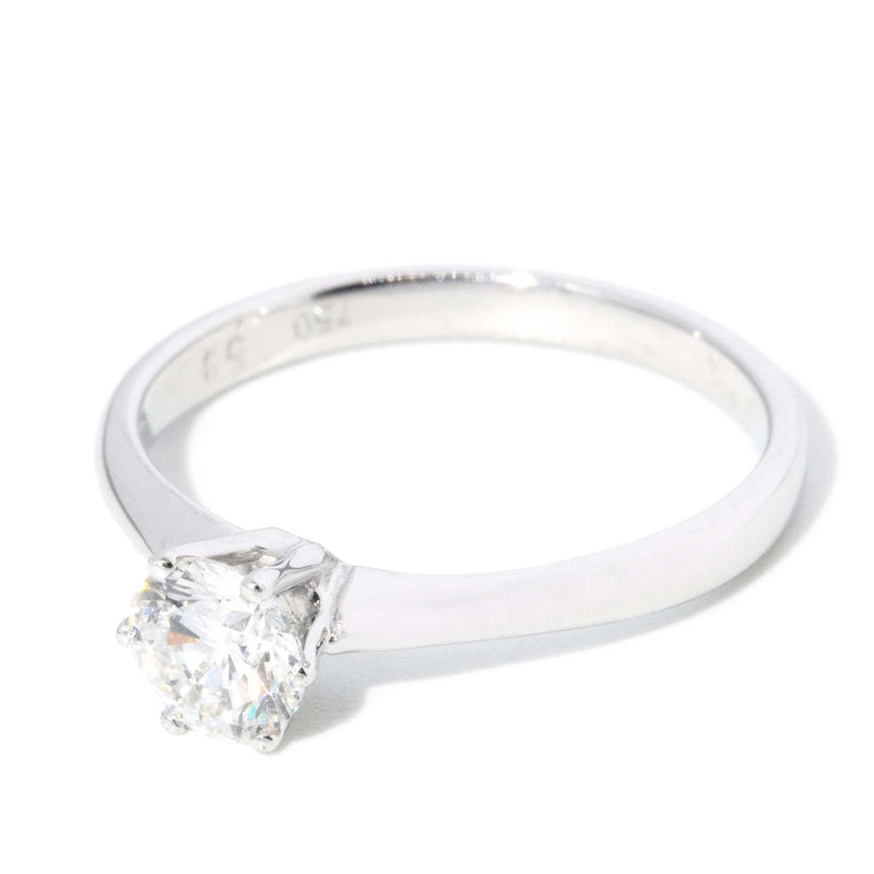 Contemporary Brilliant Diamond Solitaire Ring 18 Carat White Gold