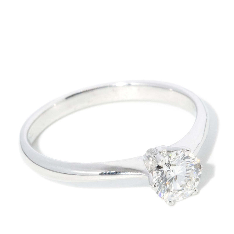 Contemporary Brilliant Diamond Solitaire Ring 18 Carat White Gold