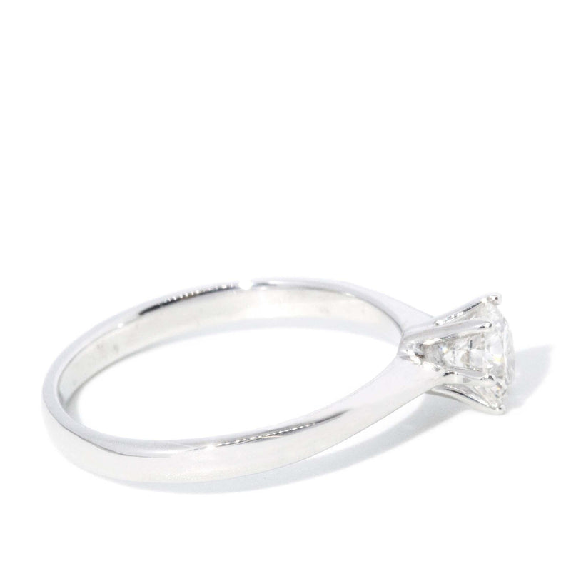 Contemporary Brilliant Diamond Solitaire Ring 18 Carat White Gold